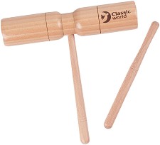 Дървен тонблок с палка Classic World - Детски музикален инструмент от серията Classic Educational