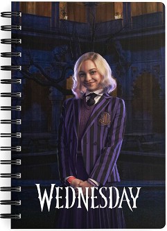 Тетрадка със спирала с широки редове Wednesday Enid - Формат A5 с 80 листа