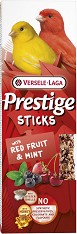 Крекери за канарчета VERSELE LAGA Sticks - 2 × 30 г, с червени плодове и мента, от серията Prestige