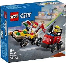 LEGO City - Състезание с кола за пица и пожарна кола - Детски конструктор — 60458