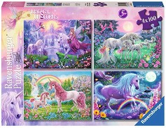 Магически еднорози - 4 пъзела от 100 части — Ravensburger 05654