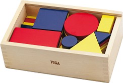 Дървени геометрични блокчета - Viga Toys - От 48 части — 56164
