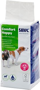 Пелени за куче Savic Comfort Nappy T2 - 12 броя, от 34 до 44 см