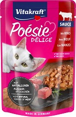 Пауч за котки Vitakraft Delice - 85 г, с говеждо, от серията Poesie