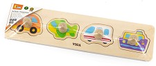 Превозни средства - Дървен пъзел с дръжки в подложка — Viga Toys 44534