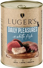 Консерви за котки Luger's - 6 × 400 г, с бяла риба, от серията Daily Pleasures, в зряла възраст