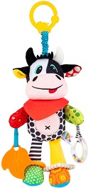 Мека играчка за закачане BaliBazoo Cow Clara - С дрънкалка и гриззалки — 82315