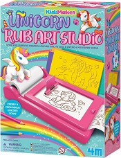 Рисуване чрез търкане Еднорози - 4M - Творчески комплект от серията Kidz Maker — 4m-04799