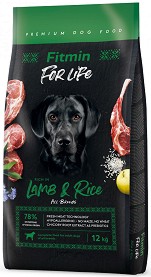 Суха храна за кучета Fitmin Adult - 12 кг, с агнешко и ориз, от серията For Life, в зряла възраст, за големи породи