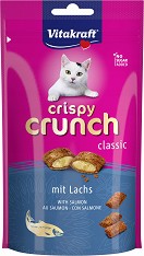 Лакомства за котки Vitakraft Crispy Crunch - 60 г, със сьомга, от серията Classic