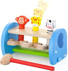 Дървен комплект за игра с чукче Животни - Viga Toys — 50683