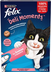 Кремообразни лакомства за котки Felix Deli Moments - 4 × 10 г, със сьомга, в зряла възраст