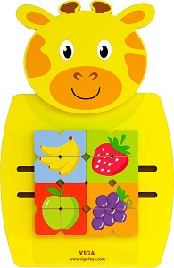 Дървена дидактическа дъска за стена Жираф - Viga Toys