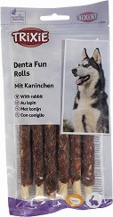 Лакомства за кучета Trixie Rolls - 70 г, със заешко, от серията Denta Fun