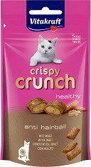 Лакомства за котки против образуване на космени топки Vitakraft Crispy Crunch - 60 г, с малц, от серията Healthy