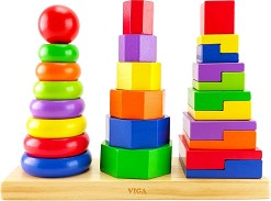 Дървена низанка Геометрични фигури - Viga Toys — 50567