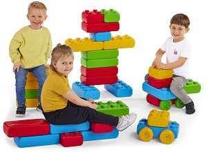 Детски конструктор с 2 колички Maxi - Mario Inex - От 30 големи части