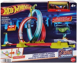 Състезателна писта Neon Speeders с лупинг - Mattel - С количка от серията Hot Wheels — HPC05