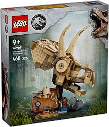 LEGO Jurassic World - Вкаменелости от динозаври: Череп на трицератопс - Детски конструктор — 76969