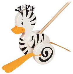Дървена играчка за бутане Goki - Пате зебра — 54959