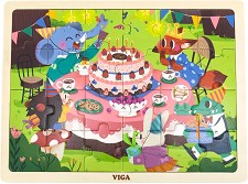 Рожден ден в гората - Дървен пъзел от 24 части — Viga Toys 44644