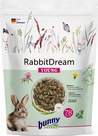 Храна за декоративни зайчета bunny Nature Young — 25 кг, с 63 различни растения и билки от нетретирани ливади с калций, от серията RabbitDream, до 6 месеца