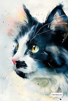 Тетрадка с широки редове - Формат A5 с 20 листа от колекция Котки акварел — pfP308