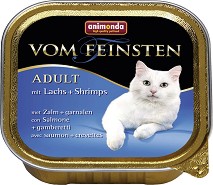 Пастет за котки Animonda Vom Feinsten Adult - 100 г, със сьомга и скариди, от 1 до 6 години