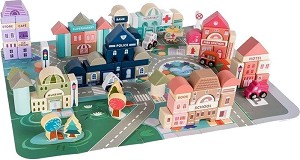 Дървени строителни блокчета Happy City - Iso Trade - Детски конструктор — KRU23519