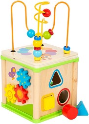 Дървен дидактически куб Small Foot - 5 в 1 - От серията Play and Learn