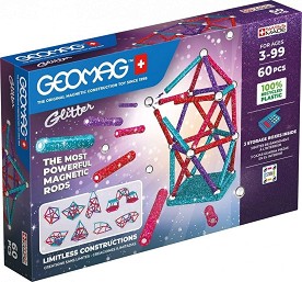 Магнитен конструктор Geomag - Glitter - От 60 части, от серията Classic — 536