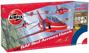 Изтребител - Red Arrows Hawk - Сглобяем авиомодел - комплект с лепило и боички — Airfix A50031