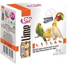 Минерални блокчета за малки и средни птици Lolo Pets - 35 г, 2 броя, с ябълка, от серията Lime