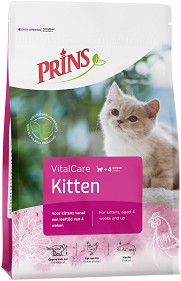 Натурална суха храна за котки Prins Kitten — 1,5 кг, с птиче, от серията VitalCare, от 4 седмици до 12 месеца
