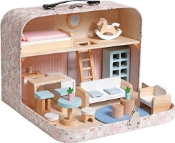 Детска дървена къща за кукли в куфар - Ginger Home — W06A651