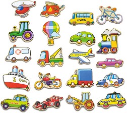 Дървени магнитни превозни средства - Viga Toys - 20 елемента — 58924