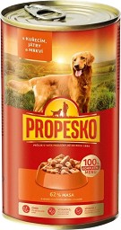 Консерва за кучета PROPESKO - 1,24 кг, с пилешко, дробчета и моркови, за всички породи, в зряла възраст
