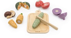 Дървен комплект за игра Зеленчуци - Viga Toys - С аксесоари от серията PolarB — 44212