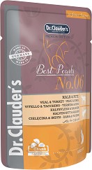 Пауч за котки Dr.Clauder's - 100 г, с телешко и пуешко в сос, от серията Best Pearls, в зряла възраст