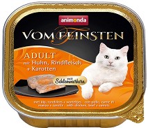 Пастет за котки 2 в 1 Animonda Vom Feinsten Adult - 100 г, с пилешко, говеждо и моркови, от 1 до 6 години