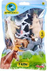Мини фигурки Ферма - Simba - 6 фигурки от серията Nature World — 104342674
