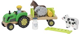Дървен комплект за игра Трактор с животни - Viga Toys — 44680