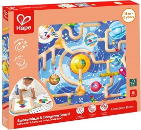 Космически лабиринт и дъска танграм - Детска логическа игра — HaPe