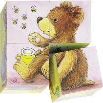Дървени кубчета с бебета животни - Goki - 4 броя — 57056