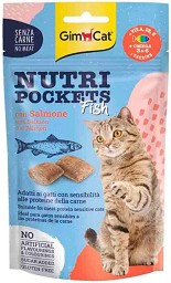 Лакомства за котки GimCat Nutri Pockets Fish - 60 г, със сьомга, витамини, Омега 3 и 6 и таурин