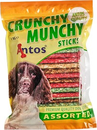 Солети за кучета Antos Crunchy Munchy Sticks Assorted - 1 кг, с говеждо, за дребни, малки и средни породи
