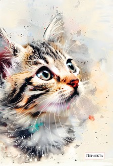 Ученическа тетрадка с широки редове - Формат A5 с 40 листа от колекция Котки акварел — pfP311