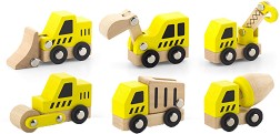 Комплект дървени строителни машини - Viga Toys - 6 части — 50541