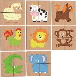 Дървени магнитни кубчета Животни - Viga Toys — 50722 FSC