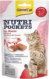 Лакомства за котки GimCat Nutri Pockets - 60 г, с говеждо и фибри